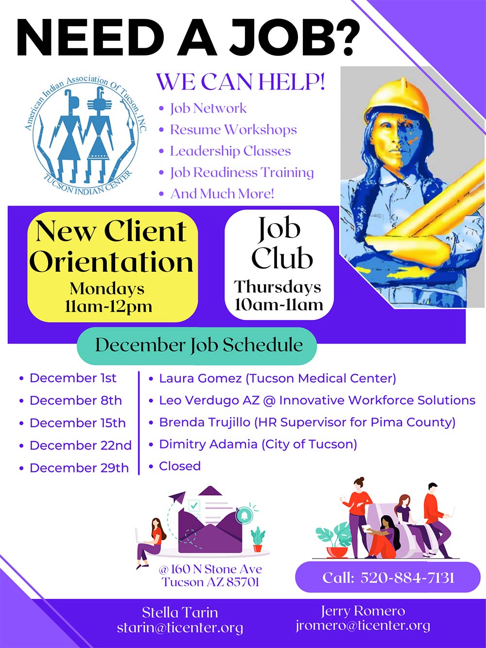 December Job Club Flyer Tucson Indian Center